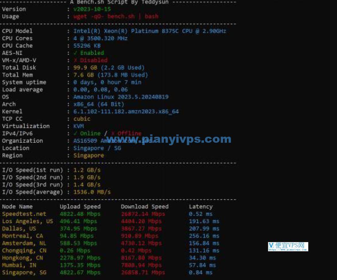 斑马云 AWS C5 服务器测评